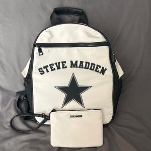 Steve Madden White and Black Star Backpack